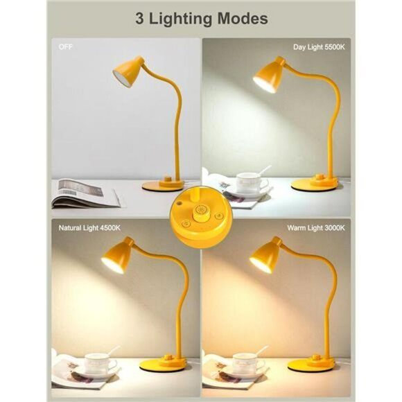 LED Desk Lamp with USB Auto Dimming Adjustable Gooseneck for Office Dorm - Picture 2 of 7